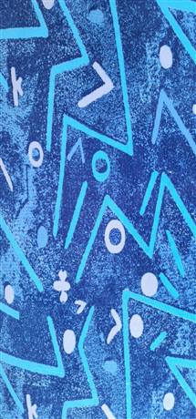 Velour azul con diseño geométrico